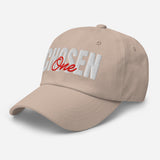 Chosen One - 3D Puff Embroidered Baseball Cap - Unisex Cotton Twill Dad Hat - beige - semi front view