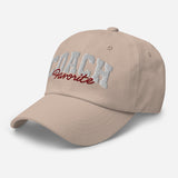 Favorite Coach - 3D Puff Embroidered Baseball Cap - Unisex Adjustable Cotton Twill Dad Hat - beige - semi front view