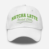 Matcha Latte Social Club - Embroidered Dad Hat - Unisex Adjustable Baseball Cap - white - front view