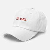 Te Amo-Embroidered Unisex Baseball Cap-Adjustable Minimalist Cotton Twill Dad Hat-white-semi front view