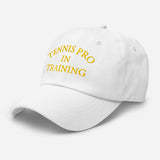 Tennis Pro in Training-Fun Embroidered Unisex Baseball Cap-Adjustable Cotton Twill Dad Hat-white-semi front view