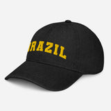 Brazil - 3D Embroidered Denim Dad Hat - Destination Minimalist Baseball Cap-semi front