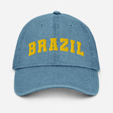 Brazil - 3D Embroidered Denim Dad Hat - Destination Minimalist Baseball Cap-front view