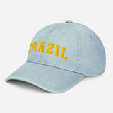 Brazil - 3D Embroidered Denim Dad Hat - Destination Minimalist Baseball Cap-light blue-semi front
