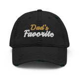 Dad's Favorite - Fun Embroidered Distressed Dad Hat - Baseball Cap -black-front view