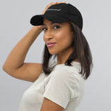 Delusional-Embroidered Unisex Distressed Baseball Cap-Adjustable Cotton Dad Hat-black-model photo