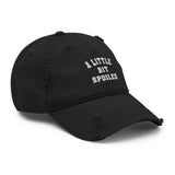 A Little Bit Spoiled-Embroidered Unisex Distressed Baseball Cap-Adjustable Cotton Dad Hat-black-semi front view