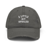 A Little Bit Spoiled-Embroidered Unisex Distressed Baseball Cap-Adjustable Cotton Dad Hat-gray-front view