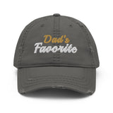 Dad's Favorite - Fun Embroidered Distressed Dad Hat - Baseball Cap-gray-front view