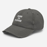 Hard To Please-Embroidered Unisex Distressed Baseball Cap-Adjustable Cotton Dad Hat-gray-semi front view