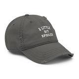 A Little Bit Spoiled-Embroidered Unisex Distressed Baseball Cap-Adjustable Cotton Dad Hat-gray-semi front view