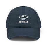 A Little Bit Spoiled-Embroidered Unisex Distressed Baseball Cap-Adjustable Cotton Dad Hat-navy-front view