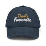 Dad's Favorite - Fun Embroidered Distressed Dad Hat - Baseball Cap-navy-front view
