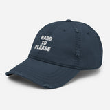 Hard To Please-Embroidered Unisex Distressed Baseball Cap-Adjustable Cotton Dad Hat-navy-semi front view