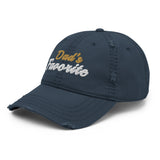 Dad's Favorite - Fun Embroidered Distressed Dad Hat - Baseball Cap-navy-semi front view