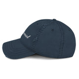 Delusional Embroidered Unisex Distressed Dad HatDelusional-Embroidered Unisex Distressed Baseball Cap-Adjustable Cotton Dad Hat-navy-side view