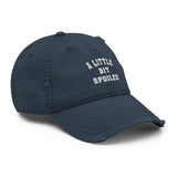 A Little Bit Spoiled-Embroidered Unisex Distressed Baseball Cap-Adjustable Cotton Dad Hat-navy-semi front view