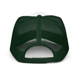 Heart Mexico - 3D Puff Embroidered Foam Trucker Hat - Unisex Mexico Flag Mesh Trucker Cap - white and green - back view