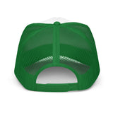 Heart Mexico - 3D Puff Embroidered Foam Trucker Hat - Unisex Mexico Flag Mesh Trucker Cap - white and green - back view