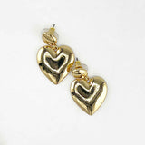 Gold Heart Metal Drop Earrings