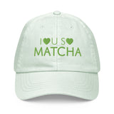 I Love You So Matcha - Women's Pastel Color Embroidered Baseball Cap - mint green - front view