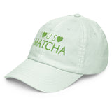 I Love You So Matcha - Women's Pastel Color Embroidered Baseball Cap - mint green - semi front view