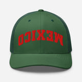 Mexico Upside Down 3D Embroidered Trucker Cap - Unisex Classic Mesh Trucker hat - green - front view