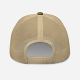 Mexico Upside Down 3D Embroidered Trucker Cap - Unisex Classic Mesh Trucker hat - green and beige - back view