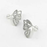 Silver Butterfly Rhinestone Earrings