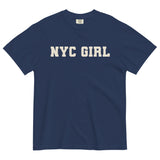 NYC Girl-Women's Short Sleeve Heavyweight Graphic T-shirt-Minimalist Varsity Font Tee