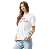 This Girl Needs Coffee-Women's Short Sleeve Heavyweight Graphic T-shirt-Fun Minimalist Tee-white-model photo