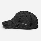 A as in Alex - Customized 3D Puff Embroidered Initial Baseball Cap - Unisex Vintage Wash Cotton Twill Cap - black -side view