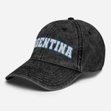 Argentina - Unisex Embroidered Baseball Cap - Washed Vintage Cotton Twill Dad Hat-washed black-semi front view