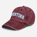 Argentina - Unisex Embroidered Baseball Cap - Washed Vintage Cotton Twill Dad Hat - washed maroon - semi front view