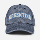 Argentina - Unisex Embroidered Baseball Cap - Washed Vintage Cotton Twill Dad Hat - washed navy - front view