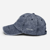 A as in Alex - Customized 3D Puff Embroidered Initial Baseball Cap - Unisex Vintage Wash Cotton Twill Cap - navy - side view