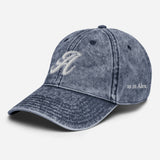 A as in Alex - Customized 3D Puff Embroidered Initial Baseball Cap - Unisex Vintage Wash Cotton Twill Cap - navy - semi front view