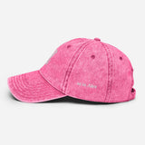 A as in Alex - Customized 3D Puff Embroidered Initial Baseball Cap - Unisex Vintage Wash Cotton Twill Cap - pink - side view