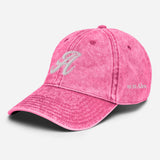 A as in Alex - Customized 3D Puff Embroidered Initial Baseball Cap - Unisex Vintage Wash Cotton Twill Cap - pink - semi front view