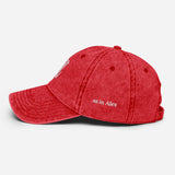 A as in Alex - Customized 3D Puff Embroidered Initial Baseball Cap - Unisex Vintage Wash Cotton Twill Cap - red - side view