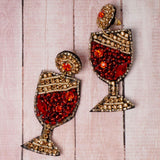 Beaded Red Cocktail Drop Earrings - BUCKET POPCORN 