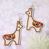 Cute Alpaca Beaded Fishhook Drop Earrings - BUCKET POPCORN 