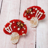 Seed Beading Chunky Mushroom Earrings - BUCKET POPCORN 