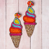 Seed Beading Chunky Ice Cream Earrings - BUCKET POPCORN 