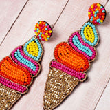Seed Beading Chunky Ice Cream Earrings - BUCKET POPCORN 