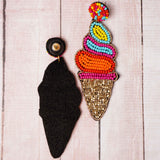 Seed Beading Chunky Ice Cream Earrings - BUCKET POPCORN 