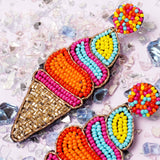 Seed Beading Chunky Ice Cream Earrings - BUCKET POPCORN 