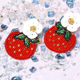 Seed Beading Chunky Strawberry Earrings - BUCKET POPCORN 