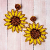 Seed Beading Chunky Sunflower Earrings - BUCKET POPCORN 