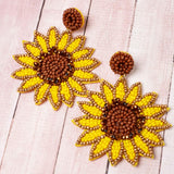 Seed Beading Chunky Sunflower Earrings - BUCKET POPCORN 